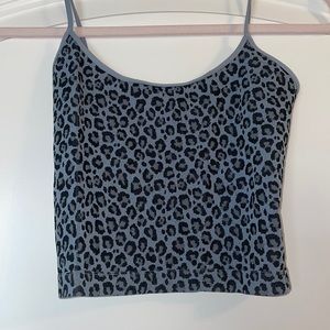 Gray and black cheetah crop top